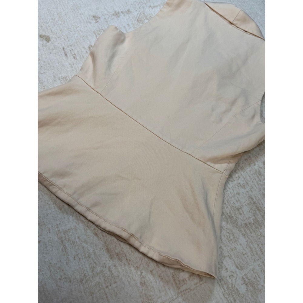 Christian Lacroix Womens Beige Tencel Peplum Vest Shawl Collar Size S - Picture 6 of 8